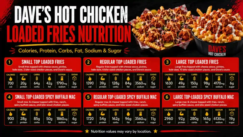 dave's hot chicken loaded fries nutrition facts